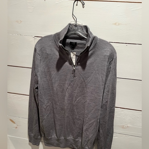 J. Crew Men's Gray Quarter-Zip merino wool sweater, NWT, size medium - Picture 1 of 6